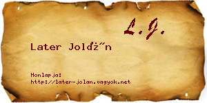 Later Jolán névjegykártya